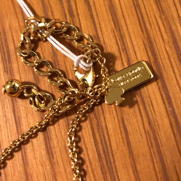 Kate Spade ♠️ Gold tone necklace with pink bow - Picture 4 of 5